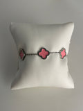 Pink Silver Clover Bracelet