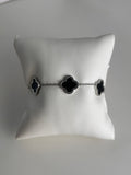 Black Silver Clover Bracelet