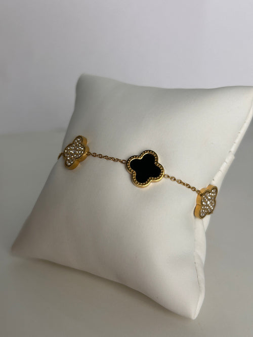 Black Diamond Clover Bracelet