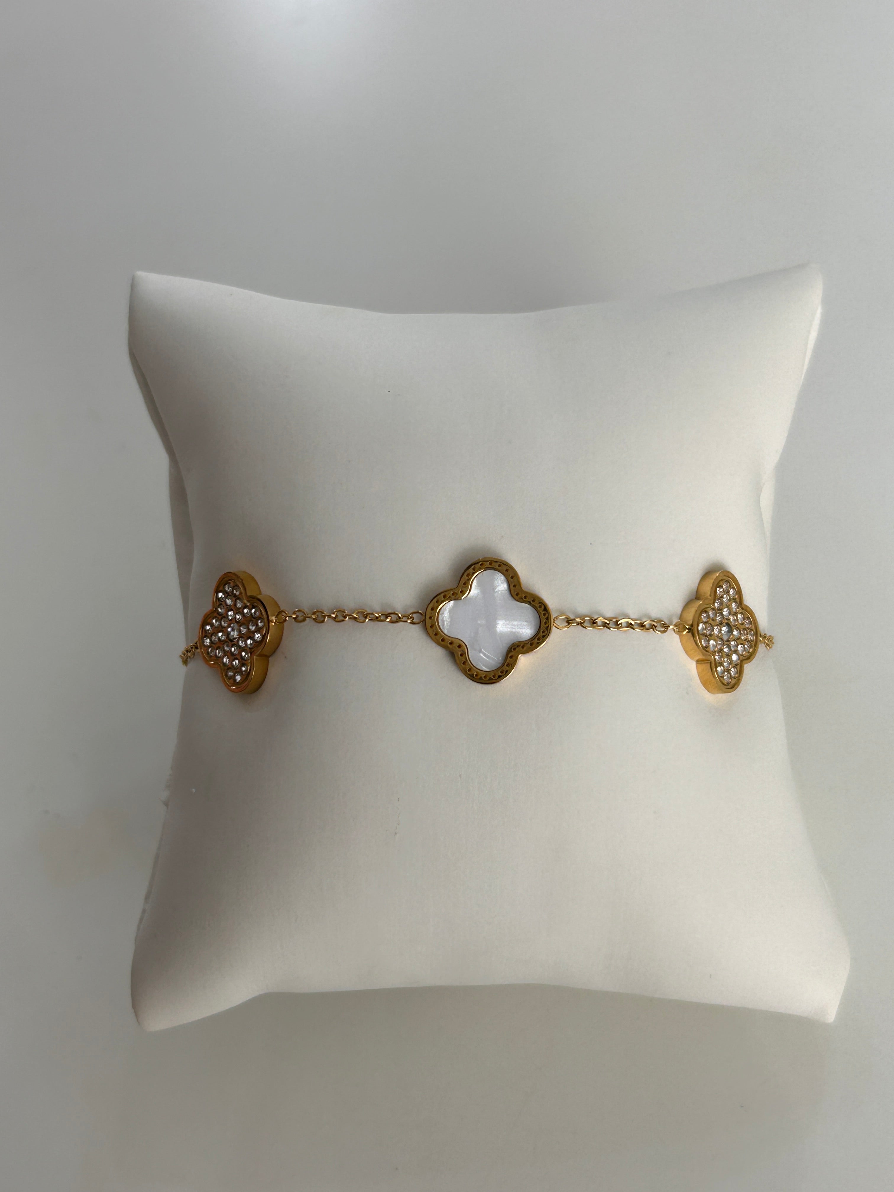 White Diamond Clover Bracelet