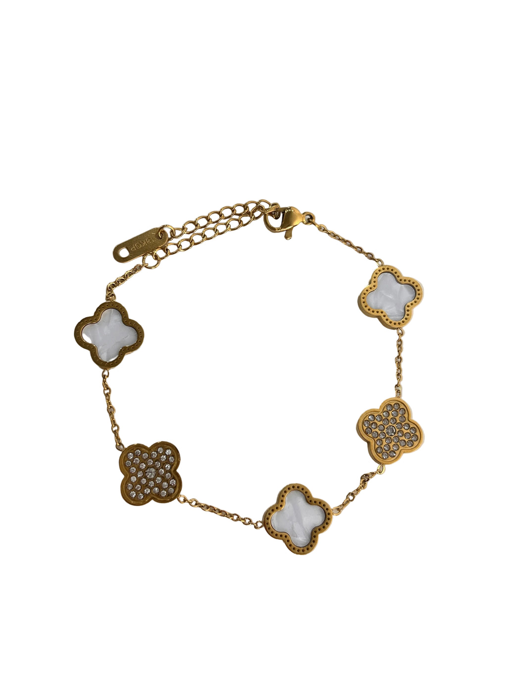 White Diamond Clover Bracelet