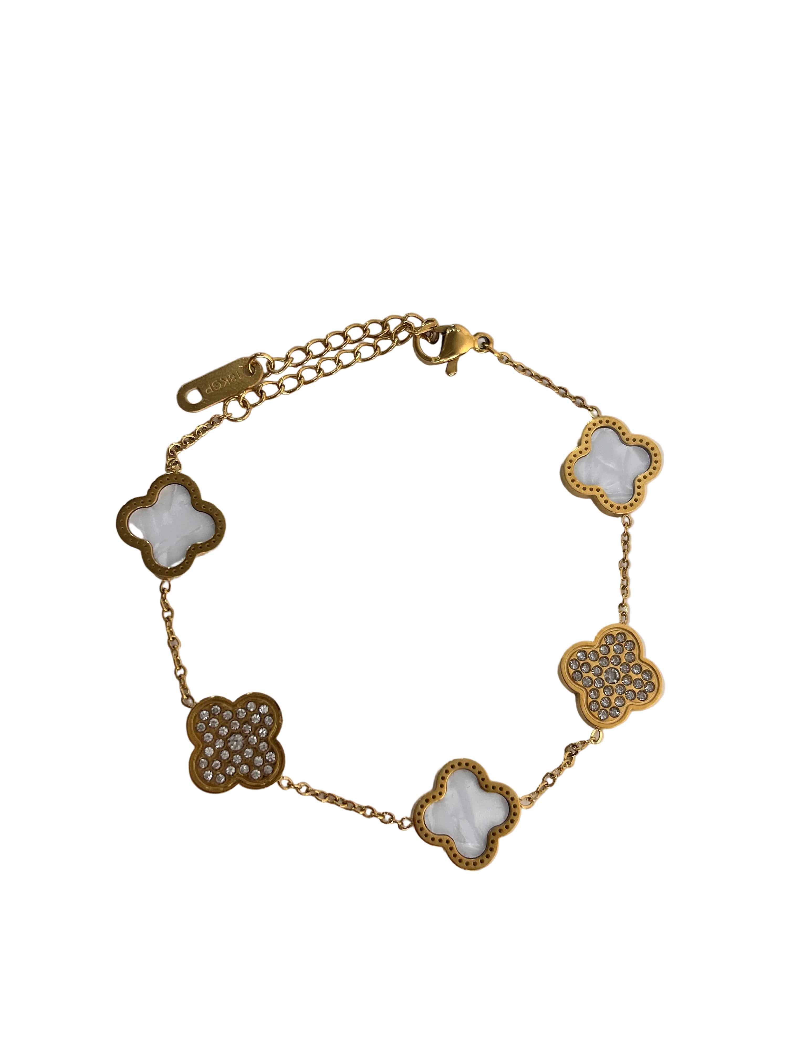 White Diamond Clover Bracelet